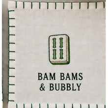Load image into Gallery viewer, Bam Bams & Bubbly — individual embroidered linen cocktail napkin