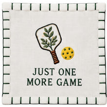 Load image into Gallery viewer, Just One More Game — individual white linen pickleball cocktail napkin