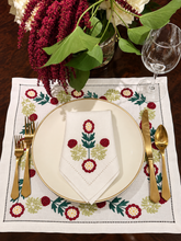 Load image into Gallery viewer, Red and Green Glory Embroidered Linen Napkin | GiGi Grimstad