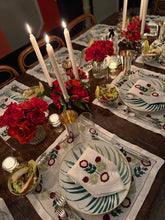 Load image into Gallery viewer, Candlelit table with embroidered linens
