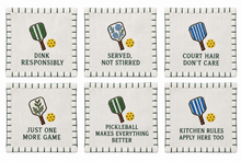 Load image into Gallery viewer, Six GiGi pickleball cocktail napkins on a plain white background