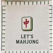 Load image into Gallery viewer, Let’s Mahjong — individual embroidered linen cocktail napkin
