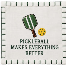 Load image into Gallery viewer, Pickleball Makes Everything Better — individual white linen pickleball cocktail napkin
