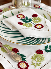 Load image into Gallery viewer, Red &amp; Green Morning Glory Linen Placemat | GiGi Grimstad

