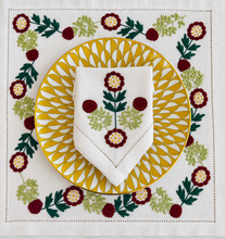 Load image into Gallery viewer, Red &amp; Green Morning Glory Linen Placemat | GiGi Grimstad

