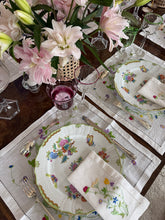 Load image into Gallery viewer, Floral embroidered linen table setting

