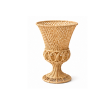 Load image into Gallery viewer, Handwoven Iraca palm fiber floral planter urn
